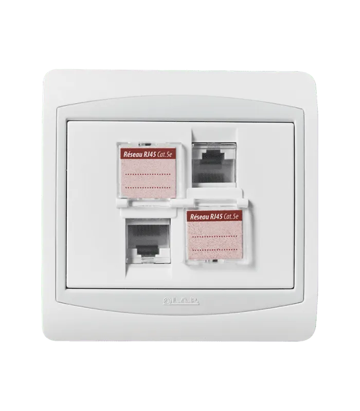 Double prise RJ45 CAT.5e + obturateurs