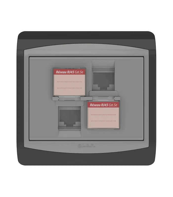 Double prise RJ45 CAT.5e + obturateurs