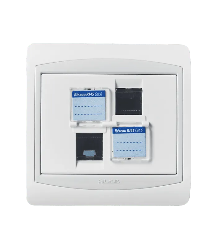 Double prise RJ45 CAT.6 + obturateurs