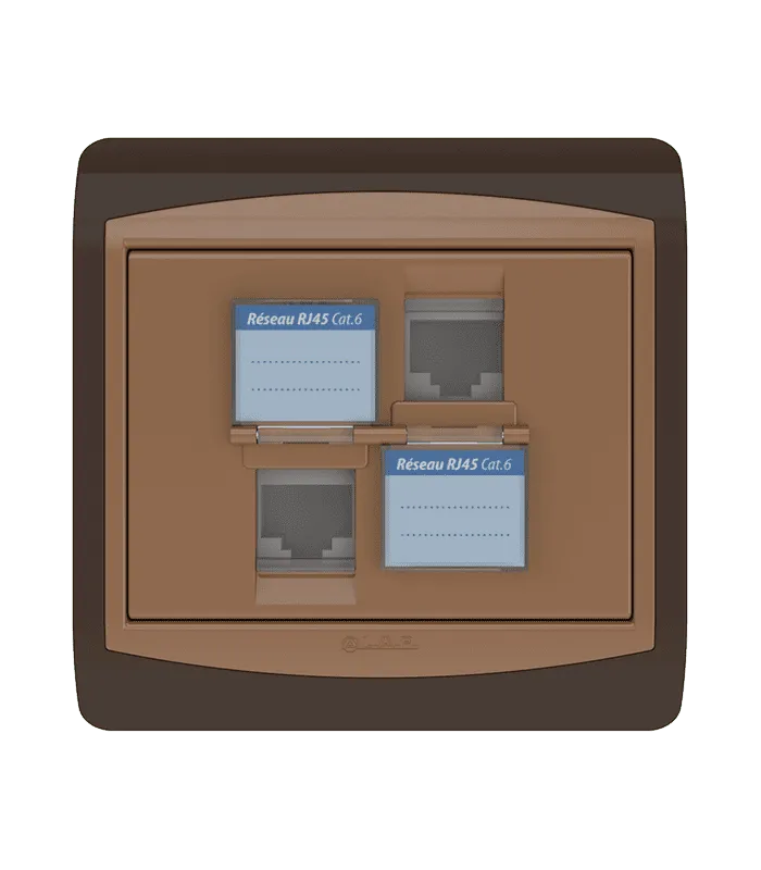 Double prise RJ45 CAT.6 + obturateurs