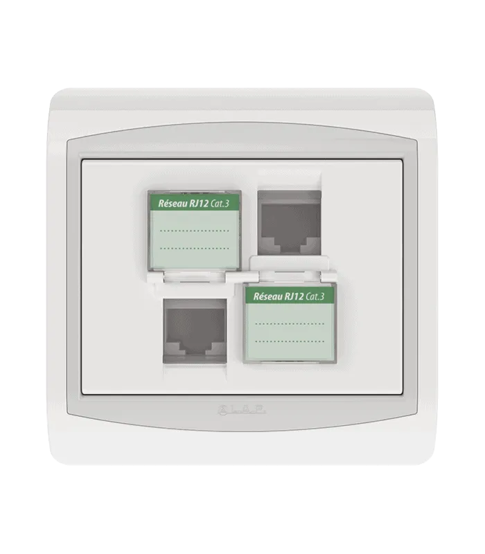 Double prise RJ12 CAT.3 + obturateurs