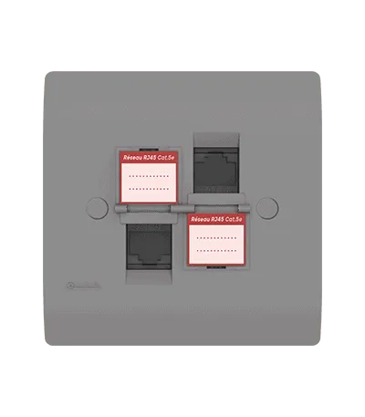 Double prise RJ45 CAT.5e + obturateurs