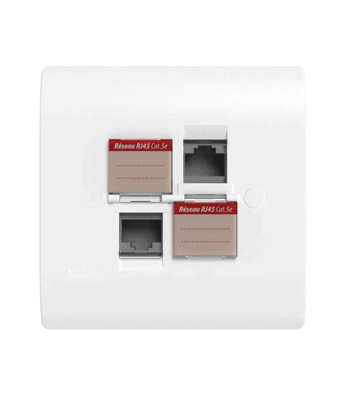 Double prise RJ45 CAT.5e + obturateurs