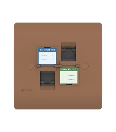 Prise mixte RJ45 CAT.6 + Prise RJ12 CAT.3 + obturateurs