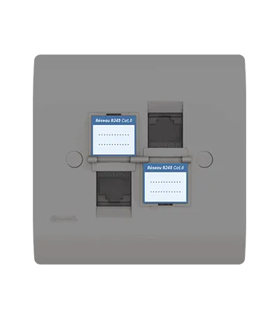 Double prise RJ45 CAT.6 + obturateurs