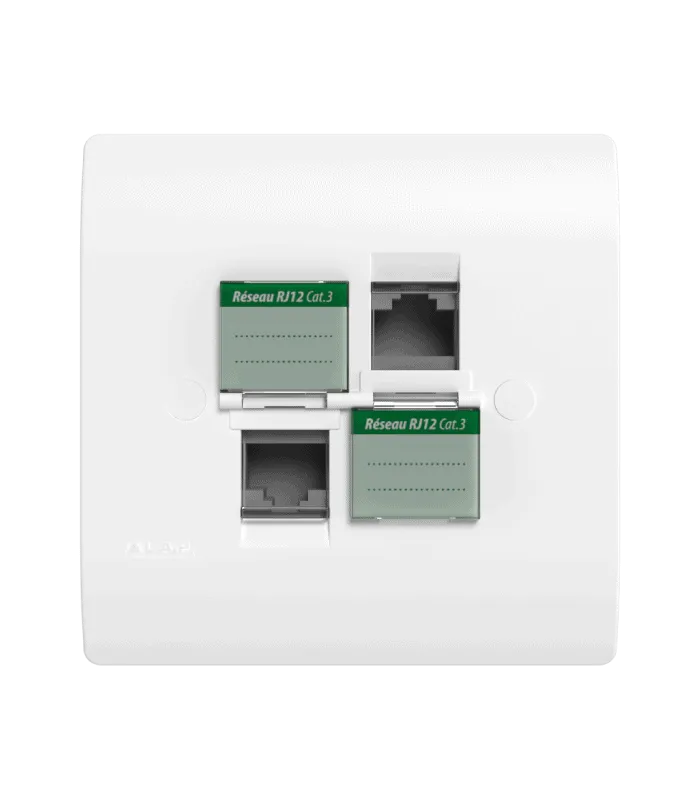 Double prise RJ12 CAT.3 + obturateurs