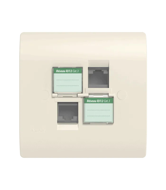 Double prise RJ12 CAT.3 + obturateurs