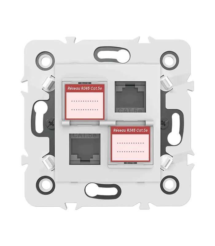 Double prise RJ45 CAT.5e + obturateurs