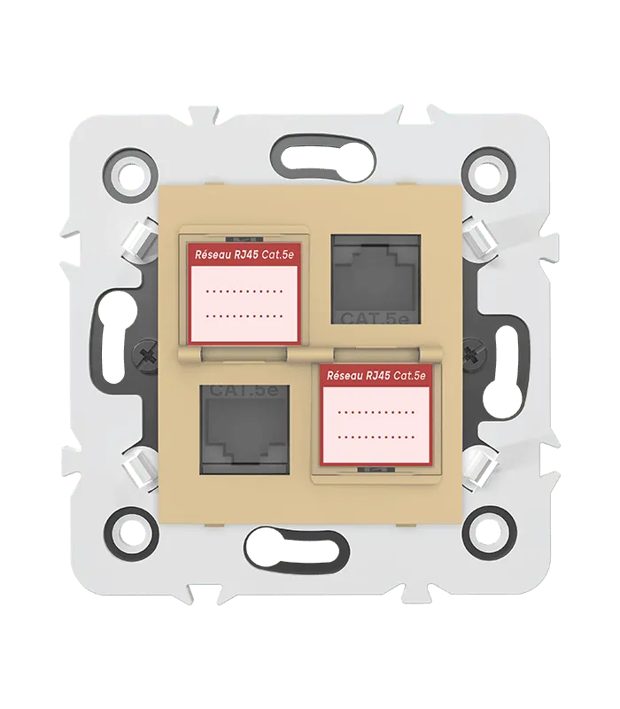 Double prise RJ45 CAT.5e + obturateurs