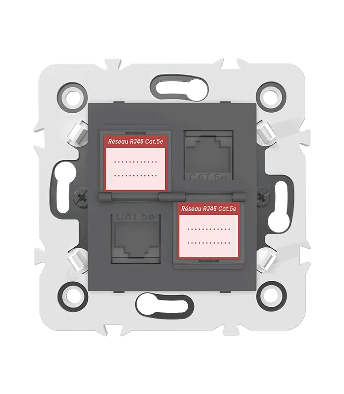 Double prise RJ45 CAT.5e + obturateurs