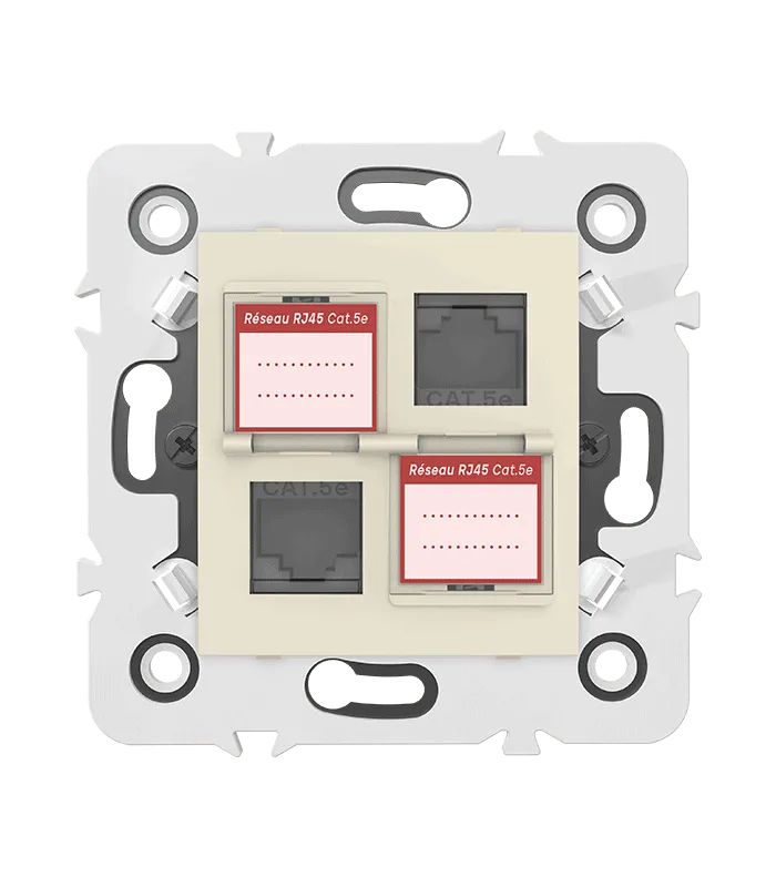 Double prise RJ45 CAT.5e + obturateurs