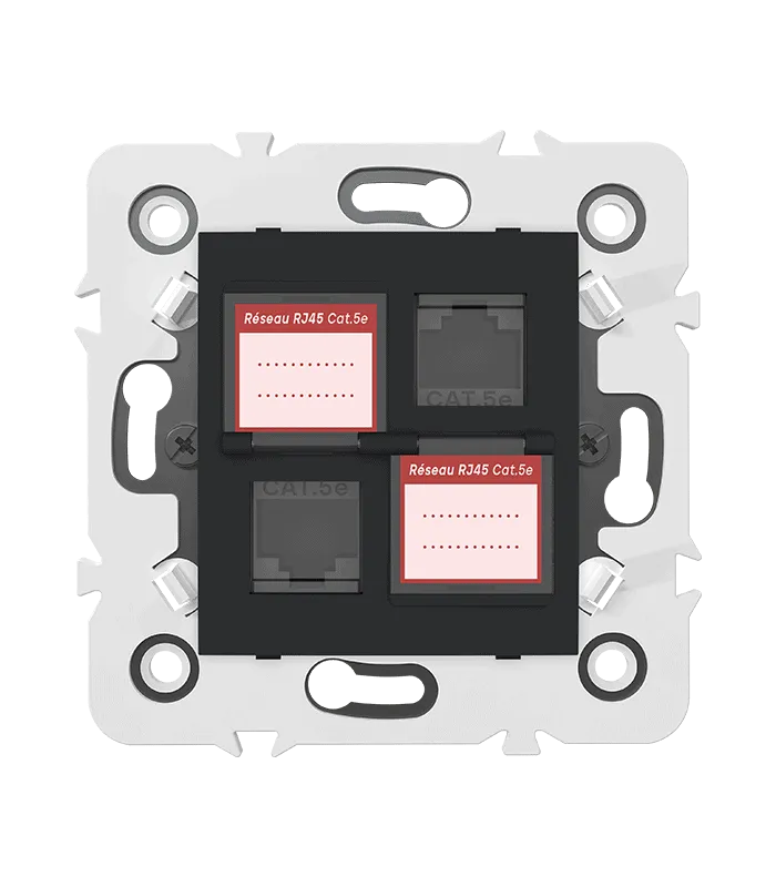 Double prise RJ45 CAT.5e + obturateurs