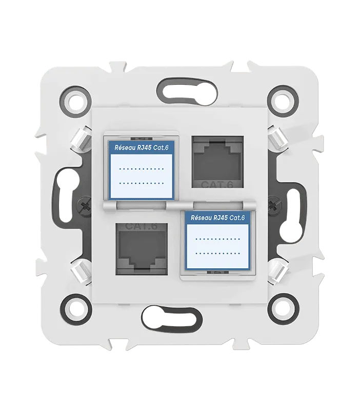 Double prise RJ45 CAT.6 + obturateurs