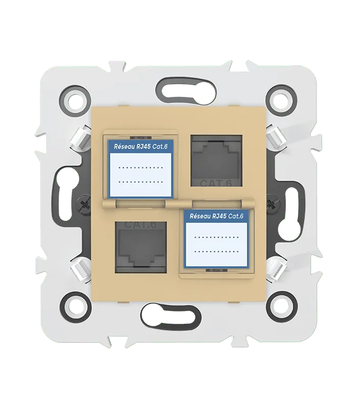 Double prise RJ45 CAT.6 + obturateurs