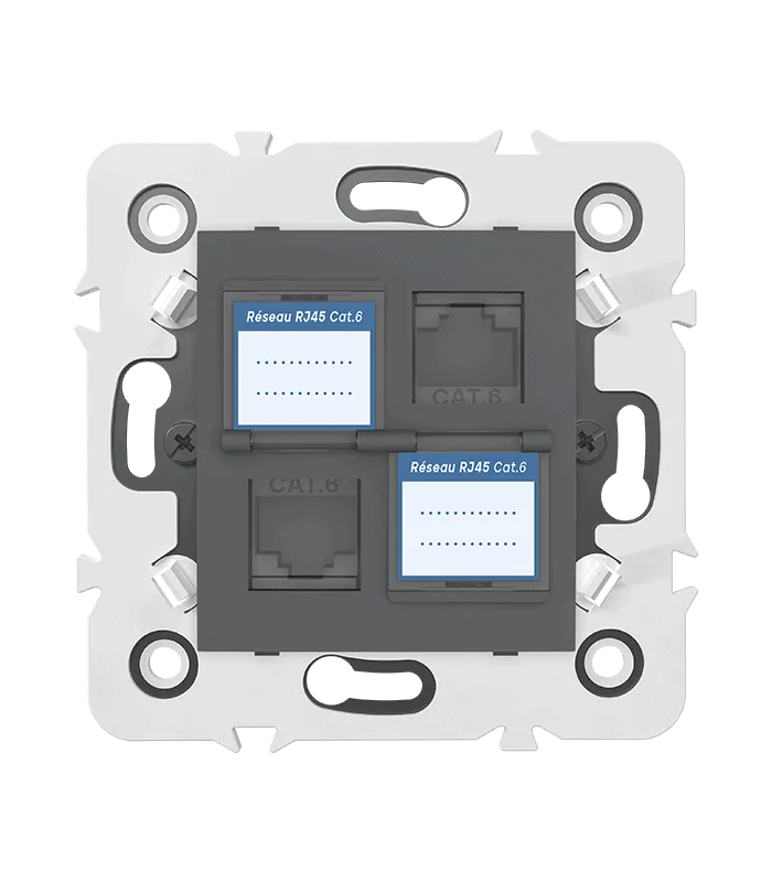 Double prise RJ45 CAT.6 + obturateurs