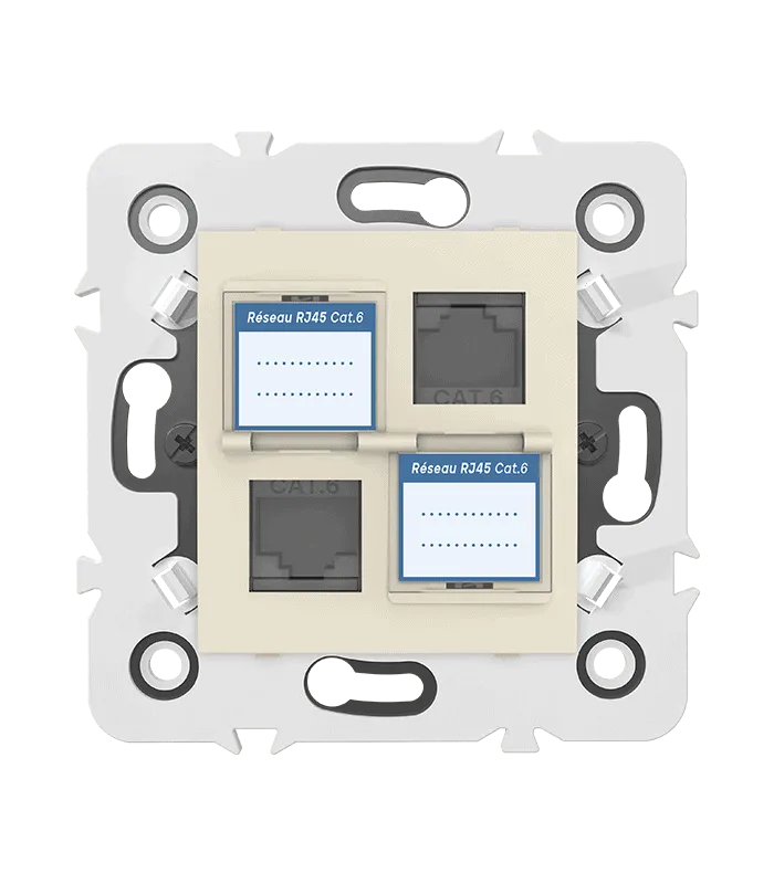 Double prise RJ45 CAT.6 + obturateurs