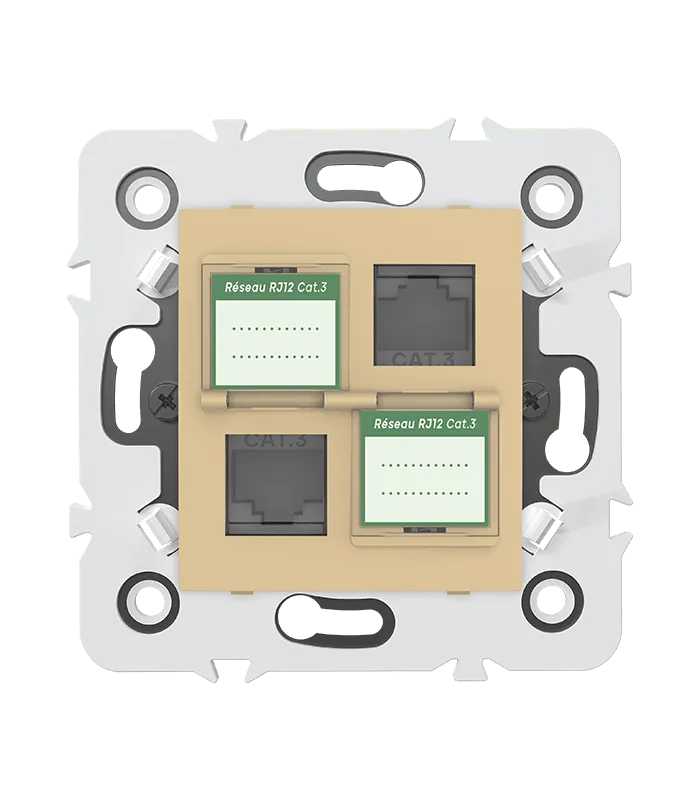 Double prise RJ12 CAT.3 + obturateurs