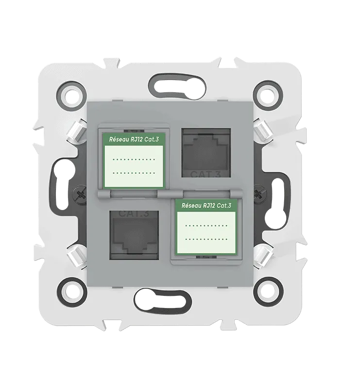 Double prise RJ12 CAT.3 + obturateurs