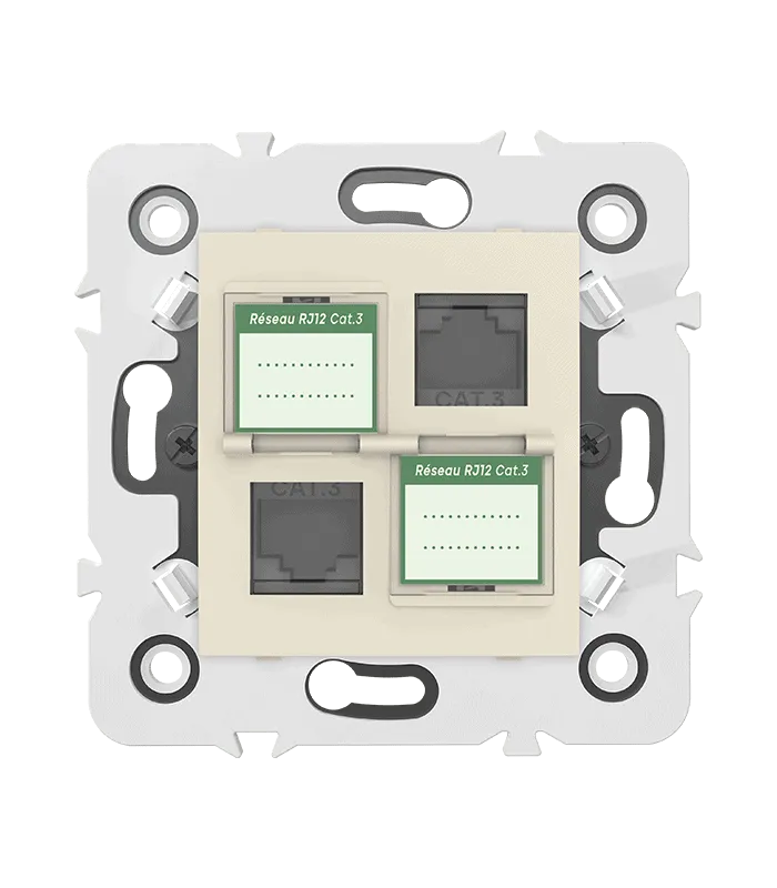 Double prise RJ12 CAT.3 + obturateurs