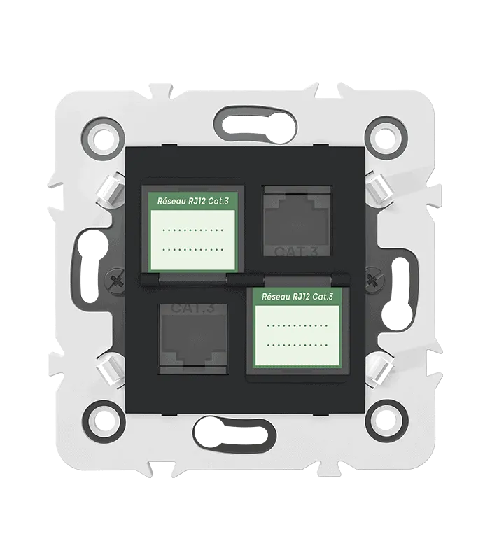 Double prise RJ12 CAT.3 + obturateurs